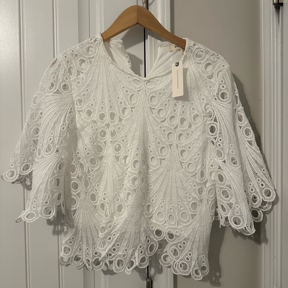 White Anthropologie lace top